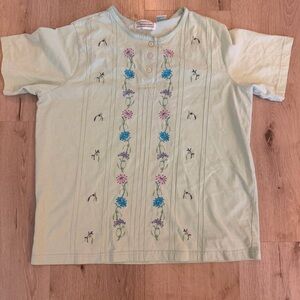 Vintage 90s Shenanigans Floral Embroidered Henley
